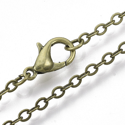 Brass Cable Chains Necklace Making MAK-N029-01AB-1