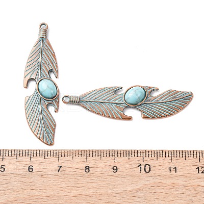Alloy with Synthetic Turquoise Pendants FIND-B055-01H-1