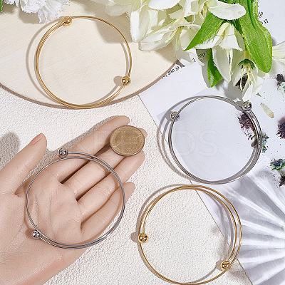 6Pcs 2 Colors Ion Plating(IP) 304 Stainless Steel Bangles Making MAK-BBC0001-22-1