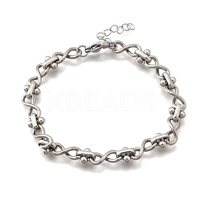 304 Stainless Steel Infinity Link Chain Bracelets for Women BJEW-K226-14B-P-1