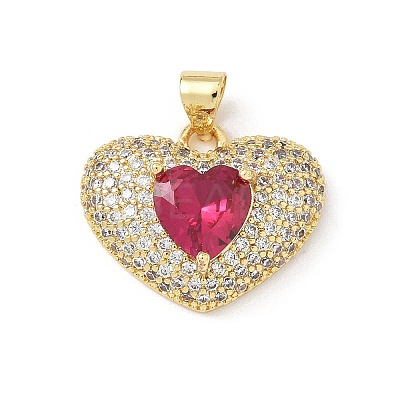 5Pcs Brass Micro Pave Clear Cubic Zirconia Pendants KK-B141-05G-04-1