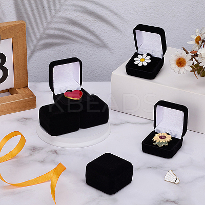 Square Velvet Badge Display Boxes CON-WH0095-172C-1