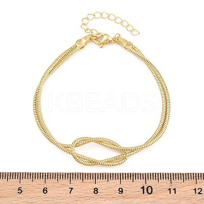 Brass Round Snake Chain Knot 2-Strand Bracelets for Women KK-CBA68DA-17C-G-1