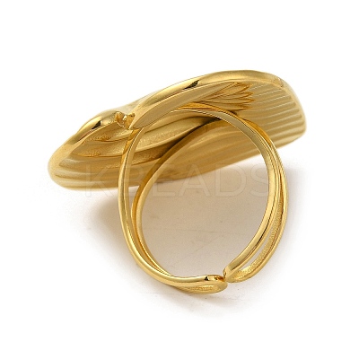 Ion Plating(IP) 304 Stainless Steel Heart Open Cuff Ring for Women RJEW-C083-02G-1