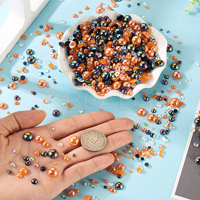 Half Round ABS Plastic Cabochons FIND-TAC0038-08B-1