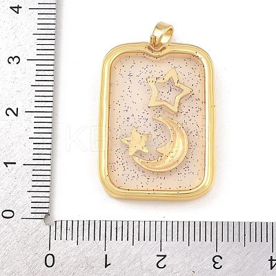 Transparent Epoxy Resin Brass Pendants KK-B163-01G-01-1
