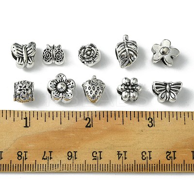 60Pcs 10 Style Tibetan Style Alloy European Beads TIBEB-FS0001-06-1