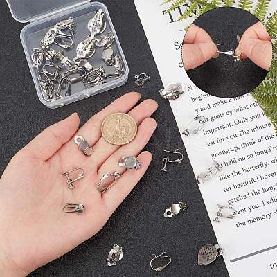 36Pcs 9 Style 304 Stainless Steel Clip-on Earring Findings STAS-SC0003-70-1