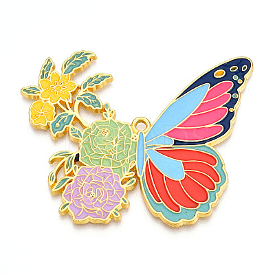 Rack Plating Alloy Enamel Big Pendants ENAM-N056-399F-G-1