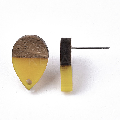Resin & Walnut Wood Stud Earring Findings MAK-N032-002A-B06-1