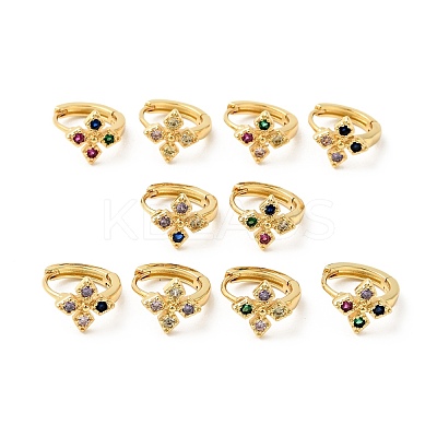 Cubic Zirconia Flower Hoop Earrings EJEW-G312-17G-01-1