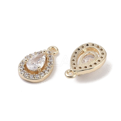 Brass Micro Pave Clear Cubic Zirconia Pendants KK-K351-41G-1
