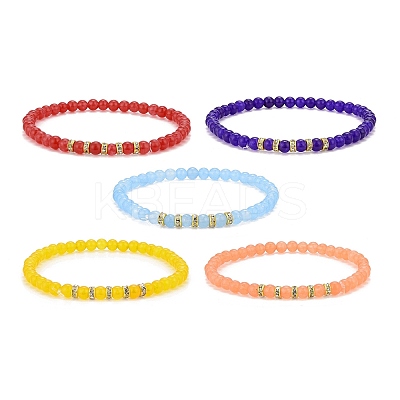 Round Natural Malaysia Jade(Dyed) Bead Stretch Bracelets BJEW-JB09127-1