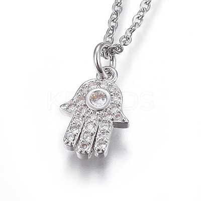 Brass Micro Pave Cubic Zirconia Pendant Necklaces NJEW-L146-08-1