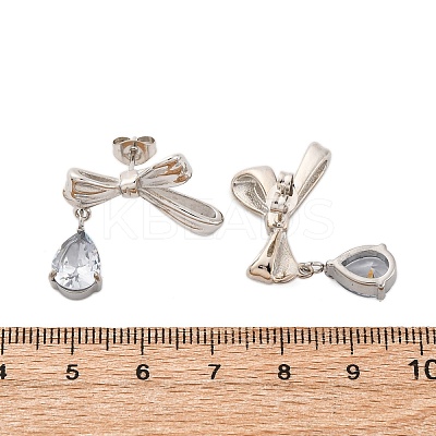 304 Stainless Steel Rhinestone Stud Earrings EJEW-Z098-09P-1