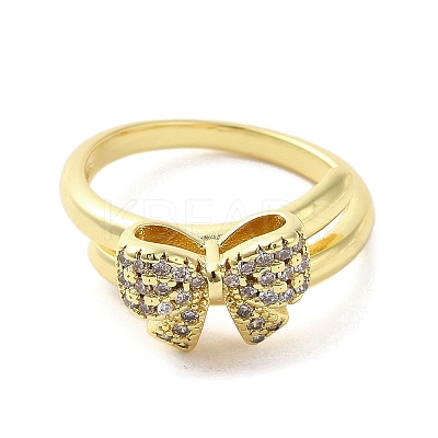 Rack Plating Brass Micro Pave Cubic Zirconia Finger Ring RJEW-C072-33C-G-1