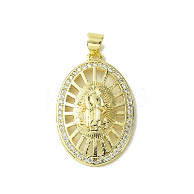 Real 18K Gold Plated Brass Micro Pave Clear Cubic Zirconia Pendants KK-H472-34G-02-1