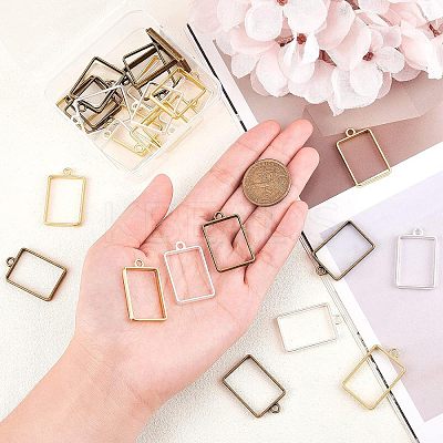 Matte Style Rack Plating Alloy Open Back Bezel Pendants PALLOY-OC0001-07-1