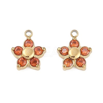 304 Stainless Steel Micro Pave Cubic Zirconia Pendants STAS-I325-021G-1