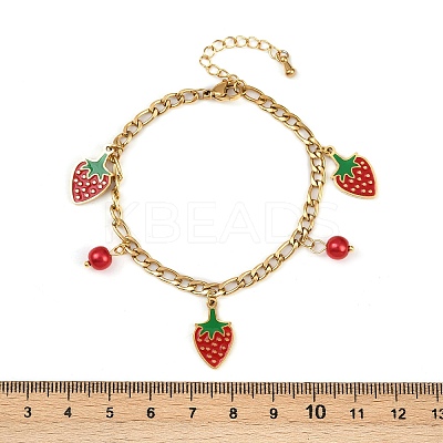 304 Stainless Steel Enamel Charm Bracelets for Women BJEW-G747-01G-1