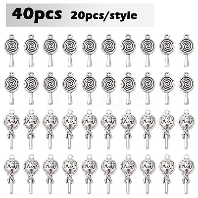 40Pcs 2 Styles Tibetan Style Alloy Pendants TIBEP-YW0001-78-1