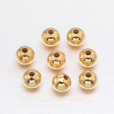 Real 18K Gold Plated Brass Round Spacer Beads X-KK-L147-197-4mm-NR-1
