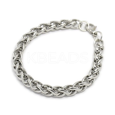 Tarnish Resistant Trendy 304 Stainless Steel Wheat Chain Bracelets STAS-A028-B003P-1
