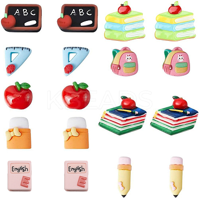 36pcs 9 styles Teachers' Day Opaque Resin Cabochons CRES-SC0002-74-1