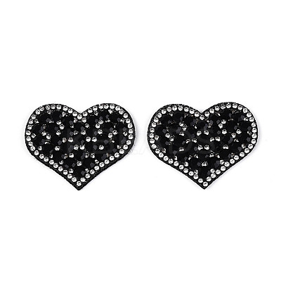 Heart Hotfix Glass Rhinestone with Cloth Patches PATC-T002-02B-1