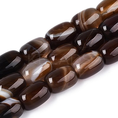 Dyed Natural Banded Agate Beads Strands G-T144-44B-1