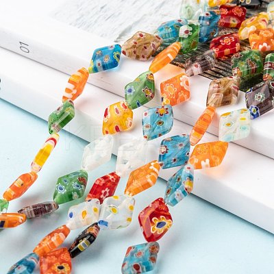 Rhombus Handmade Millefiori Glass Beads X-LK-R004-48-1