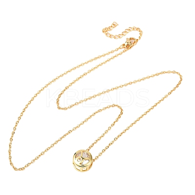 Brass Pave Cubic Zirconia Birth Stone Constellation Pendant Cable Chain Necklaces NJEW-D334-01G-03-1