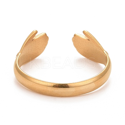 Ion Plating(IP) 304 Stainless Steel Double Hand Hug Open Cuff Ring for Women RJEW-C025-08B-G-1