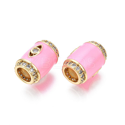 Brass Micro Pave Clear Cubic Zirconia Eye European Beads with Enamel ZIRC-N039-220-1