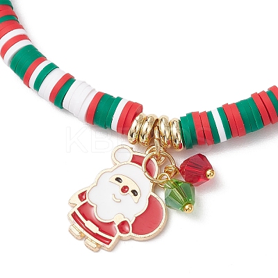 4Pcs Christmas Theme Handmade Polymer Clay Beads Stretch Bracelet Sets BJEW-JB12111-1