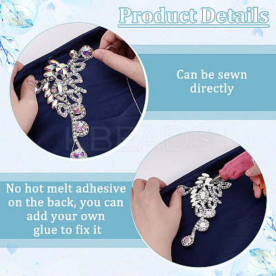 2Pcs 2 Styles Flower Alloy Rhinestone Ornament Accessories DIY-FG0008-05A-1