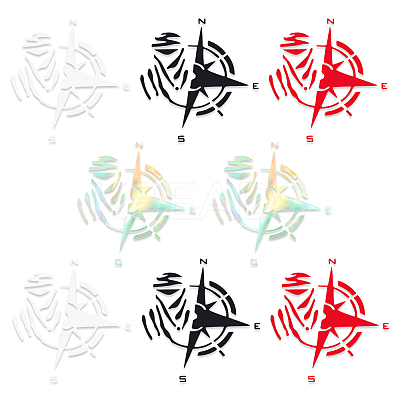 8 Sheets 4 Colors PET Compass Self Adhesive Car Stickers STIC-GA0001-16-1