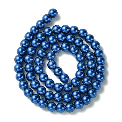 Eco-Friendly Dyed Glass Pearl Round Bead Strands HY-A008-6mm-M-1