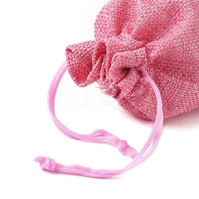 Polyester Imitation Burlap Packing Pouches Drawstring Bags X-ABAG-R004-14x10cm-04-1
