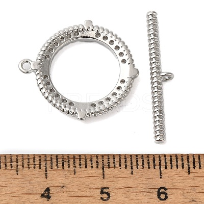 Brass Micro Pave Clear Cubic Zirconia Toggle Clasps KK-N254-79P-1