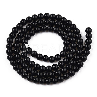 Opaque Solid Color Glass Beads Strands GLAA-T032-P4mm-01-1