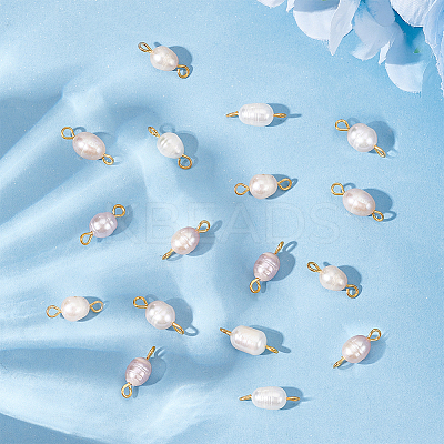 30Pcs 3 Colors Natural Freshwater Pearl Connector Charms PALLOY-AB00059-1