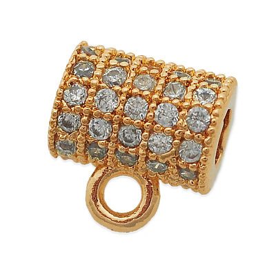 Brass Micro Pave Clear Cubic Zirconia Tube Bails KK-N241-LA825-3-NR-1