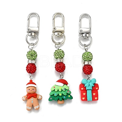 Christmas Theme Resin & Polymer Clay Rhinestone  Pendant Decoration HJEW-TA00350-1