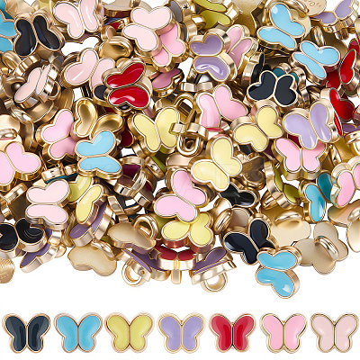 140Pcs 7 Colors Alloy Enamel Buttons FIND-GF0008-28-1