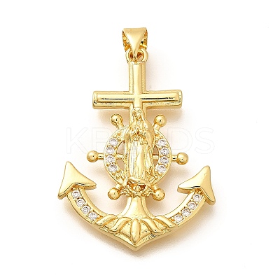 Rack Plating Brass Micro Pave Cubic Zirconia Pendants KK-L226-104G-1