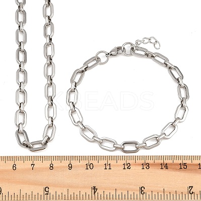 304 Stainless Steel Cable Chains Bracelet & Necklace Jewelry Sets SJEW-L199-04P-1