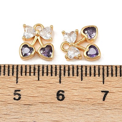 Brass Micro Pave Cubic Zirconia Charms KK-F906-11G-02-1