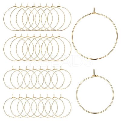 60pcs 2 styles Long-Lasting Plated Brass Hoop Earrings Findings KK-CN0003-11-1