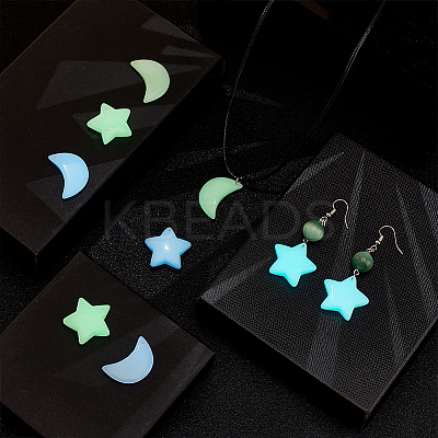 12Pcs 6 Styles Synthetic Luminous Stone Pendants G-GA0001-64B-1